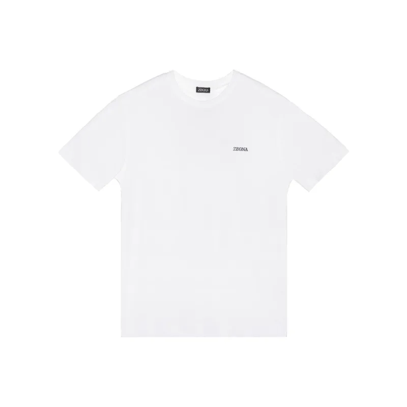 Ermenegildo Zegna Logo Embroidered Crewneck T Shirt-0