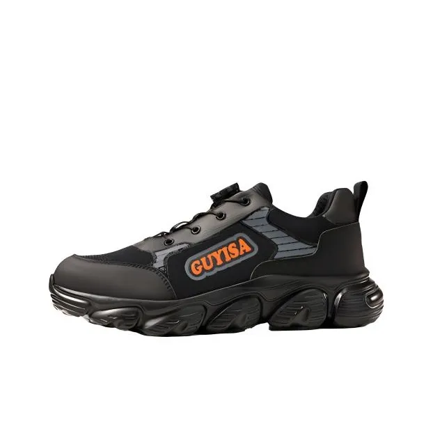 GUYISA Non slip, Wear resistant, Impact resistant Low Top Chunky Sneakers Men's Black-0