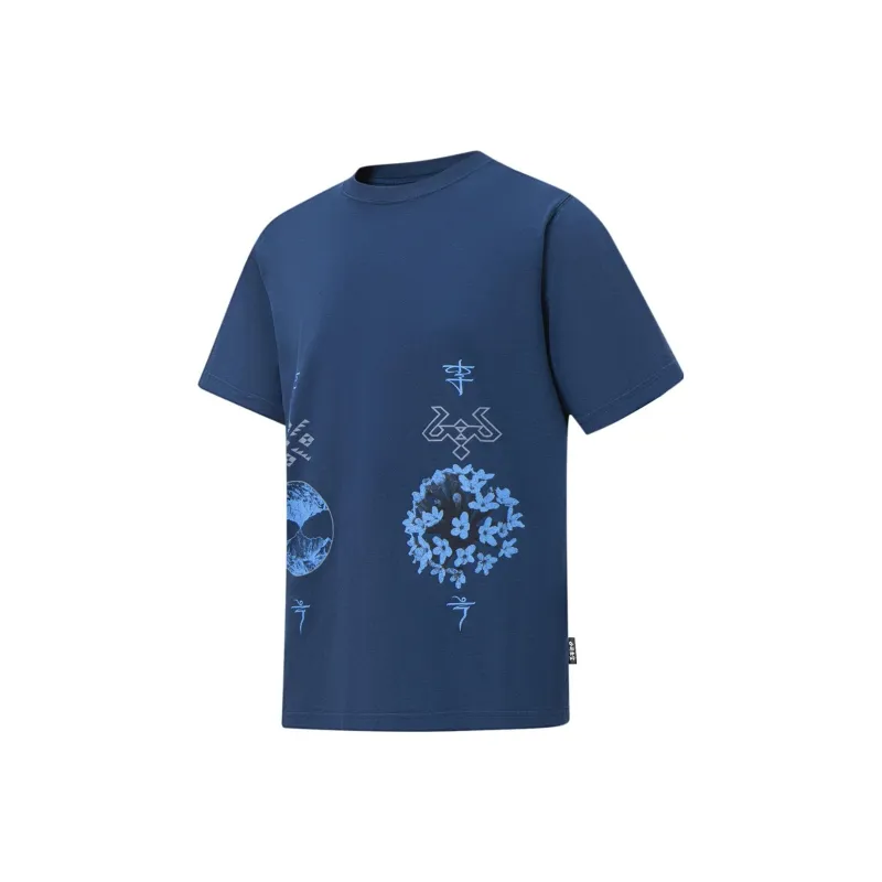LiNing T Shirts Unisex Moon Sea Blue-0