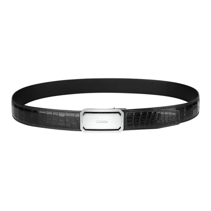 CATELLES Crocodile Leather Belts Men's 3.5cm-4