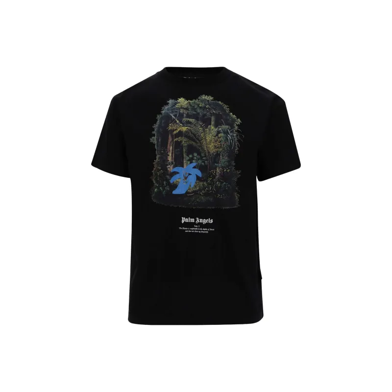 PALM ANGELS Jungle print Organic Cotton T shirt-0