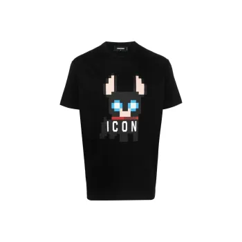 DSQUARED 2 Icon Pixel Printed Crewneck T Shirt