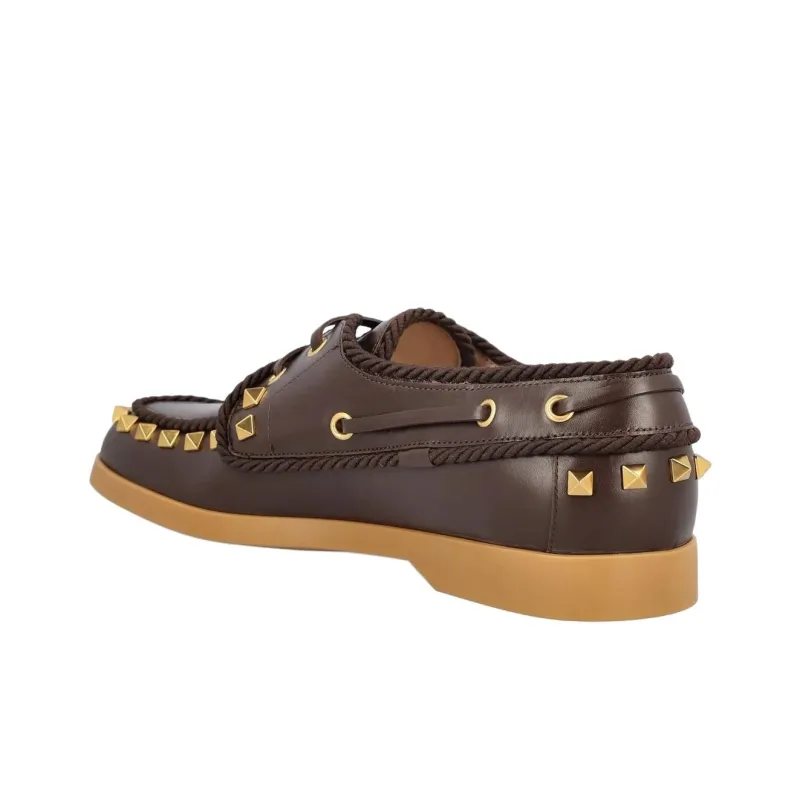 Valentino Garavani Rockstud Lace Up Flat Shoes Women's-3
