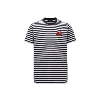 Moncler Logo Patch Striped T Shirt