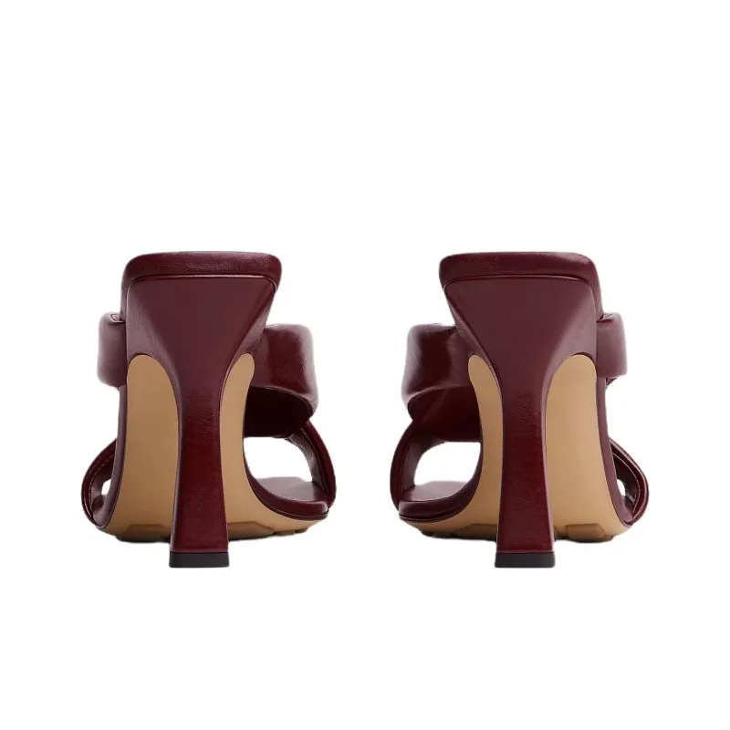 Bottega Veneta Slip Resistant Slide Slippers 9cm Women's Burgundy-3