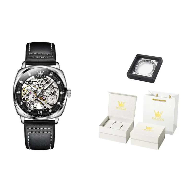 OLEVS Wisdom Series Automatic Mechanical Movement Watch Men's Watches Cut Out Dial-5