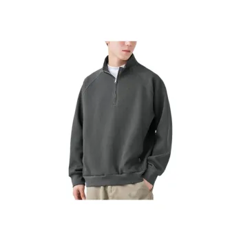 WOOD SOON Loose Fit Pullover Long Sleeved Versatile Solid Color T Shirt Men's