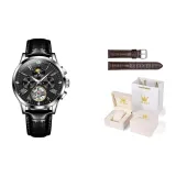 Black Leather Jet Black Dial