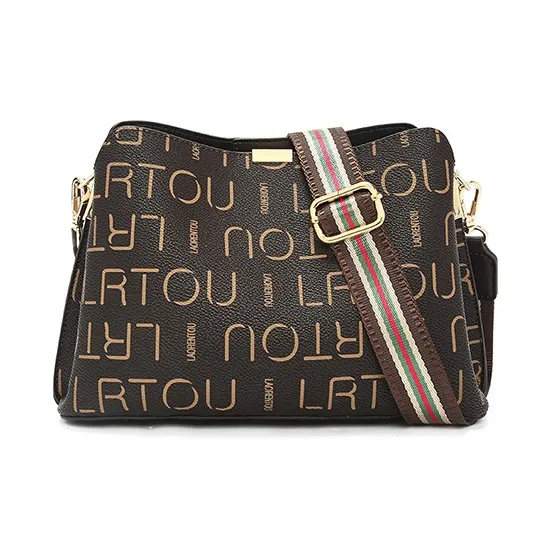 Old Man's Head Synthetic Leather Crossbody Bag Regular Women's Coffee-1