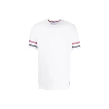 THOM BROWNE Tri colour Striped Knit T shirt