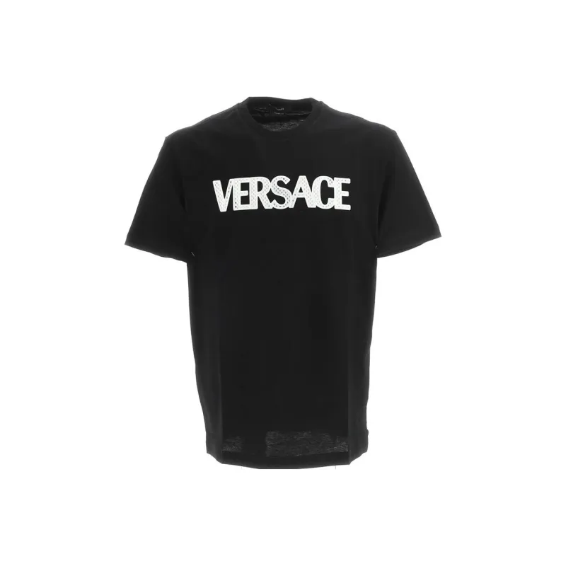 VERSACE Mesh Logo Appliqué T shirt-0