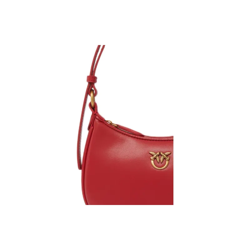 PINKO Half Moon Series Leather Crossbody Bag Shoulder Bag Mini Women's Red-2