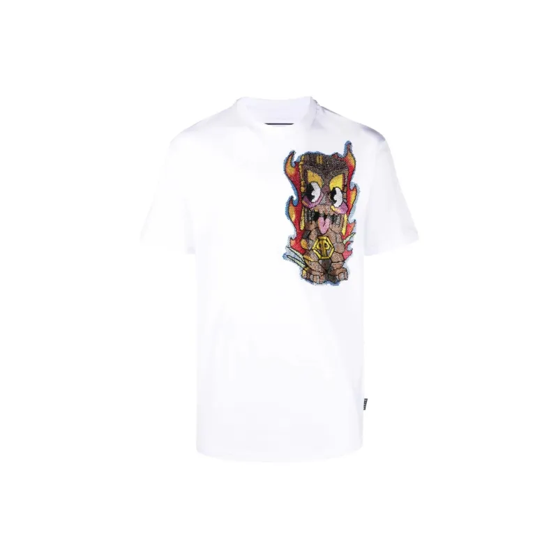 PHILIPP PLEIN Hawaii Embellished Short sleeve T shirt-0