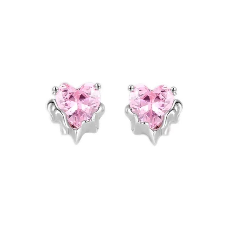 UTD S999 Fine Silver With Zircon Stud Earrings Women's-0