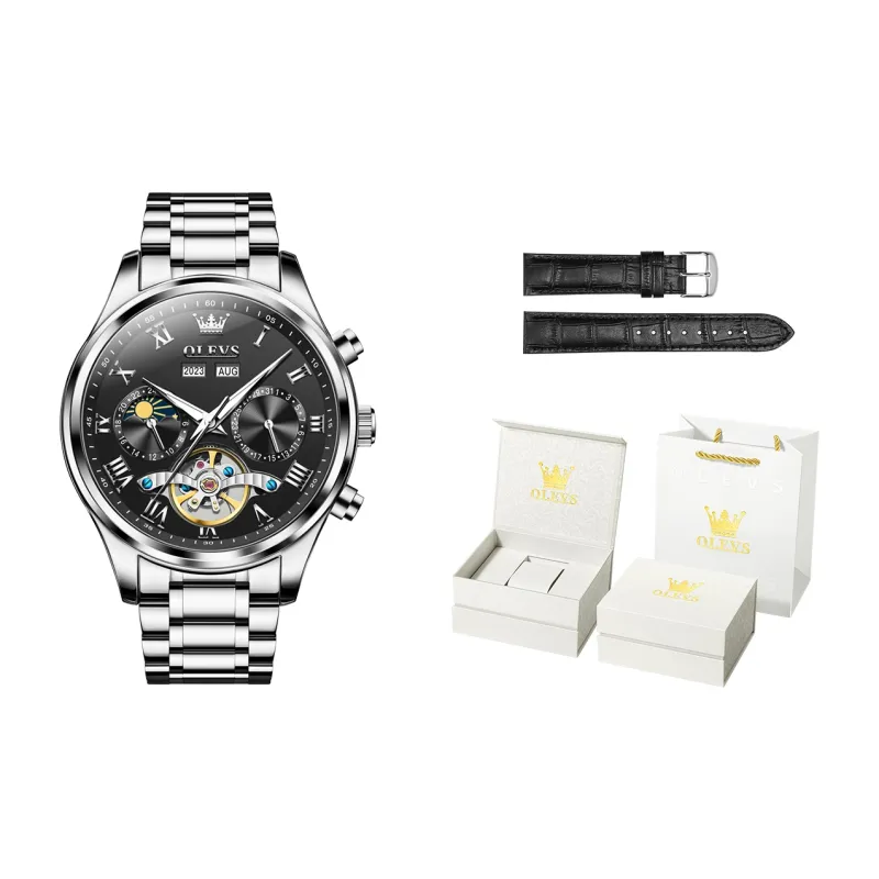 OLEVS Play The Cool Series Automatic Mechanical Movement Stainless Steel Watchband Watch Men's Watches White Dial-5