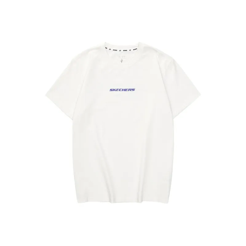 Skechers Drop Shoulder Sleeve T Shirt Unisex Marshmallow White-0