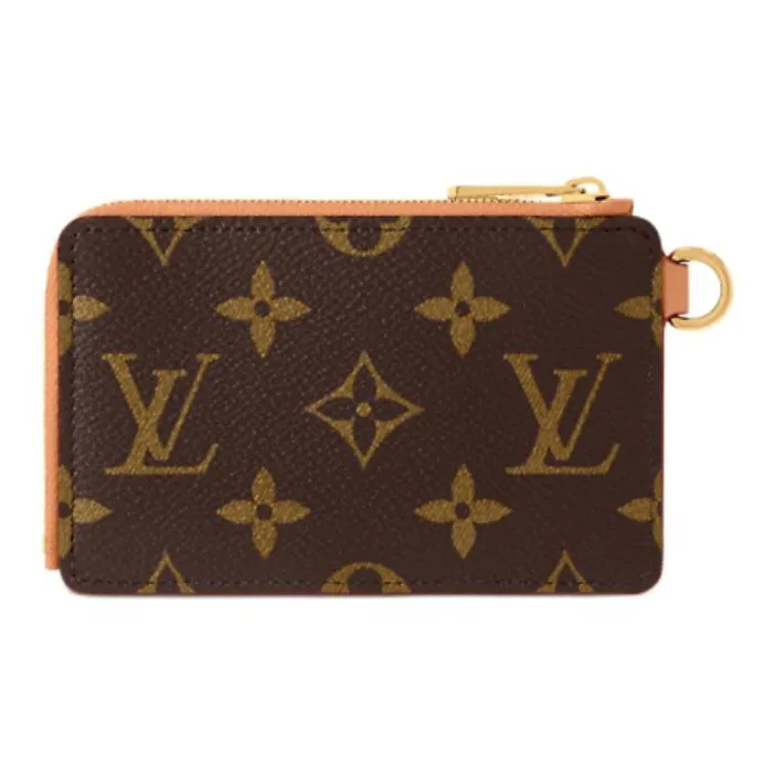 LOUIS VUITTON Cow Leather With Monogram Canvas Card Holder Regular Men's Orange-3