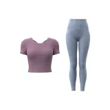 Berry Purple Top+Gray Lake Blue Pants