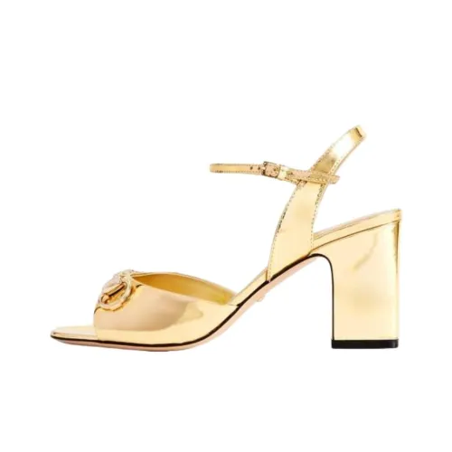 GUCCI Horsebit One Strap Sandals 8cm Women's Gold