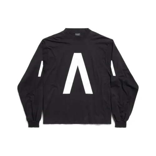 Balenciaga Archive Collection Connected Long Sleeve T Shirt Medium Fit T Shirt Loose Fit Men's Black