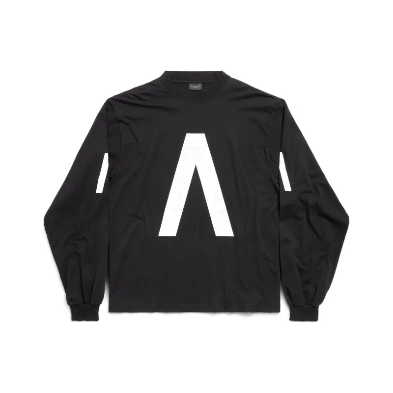 Balenciaga Archive Collection Connected Long Sleeve T Shirt Medium Fit T Shirt, Loose Fit Men's Black-0