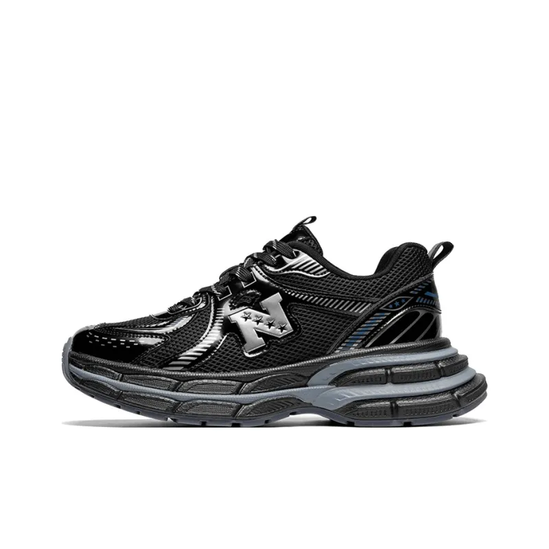 NFL Sneaker Lightweight And Breathable Low Top Chunky Sneakers Men's Black-0