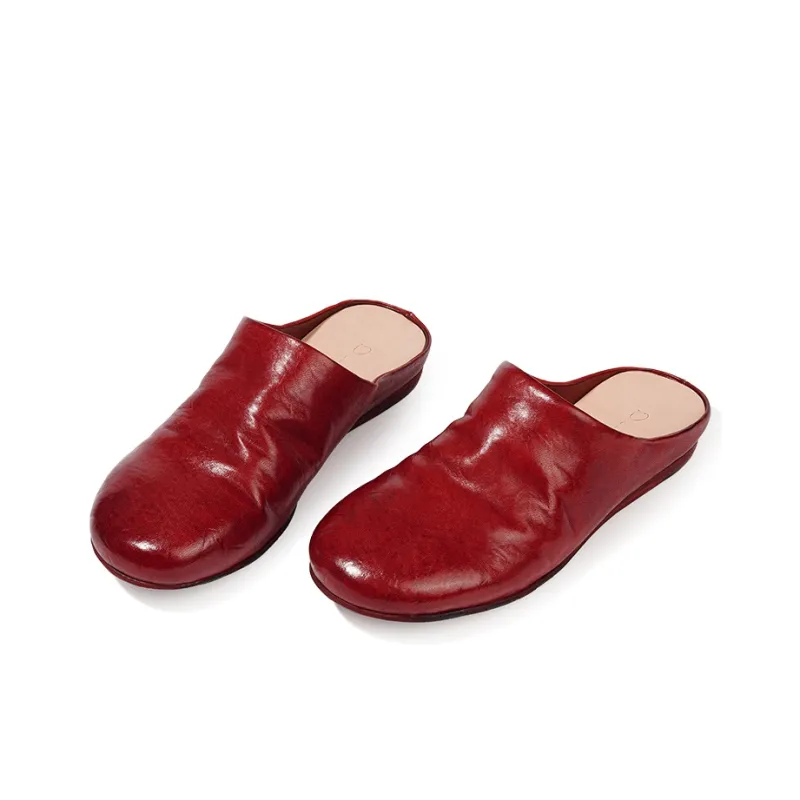 Dreambo Genuine Leather Sole Abrasion Resistant Slip Resistant Wrap toe Slippers Women's-8