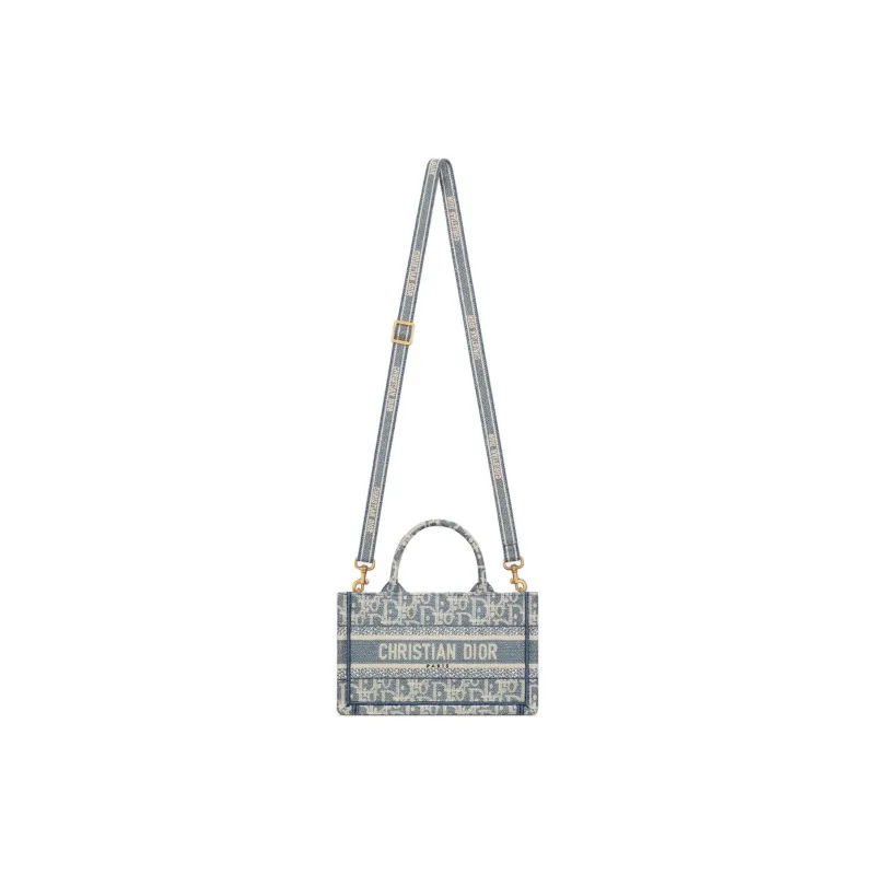 DIOR Cotton Tote Bag, Shopping Bag, Handbag Mini Women's Blue-1