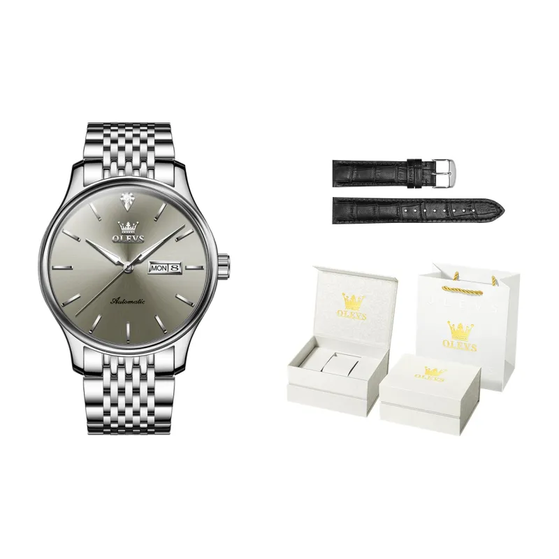 OLEVS Play The Cool Series Mechanical Movement Stainless Steel Watchband Watch Men's Watches White Dial-60