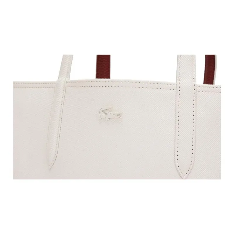 LACOSTE PVC Tote Bag, Shopping Bag, Shoulder Bag Tubas Women's Ecru & Brown-3