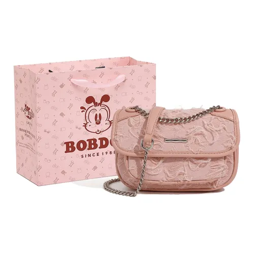 BOBDOG PU Laminated Textile Shoulder Bag Crossbody Bag Women's Ecru/Pink
