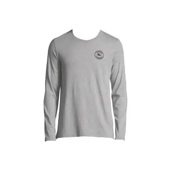 Burberry Embroidered Logo Cotton Long Sleeve T shirt