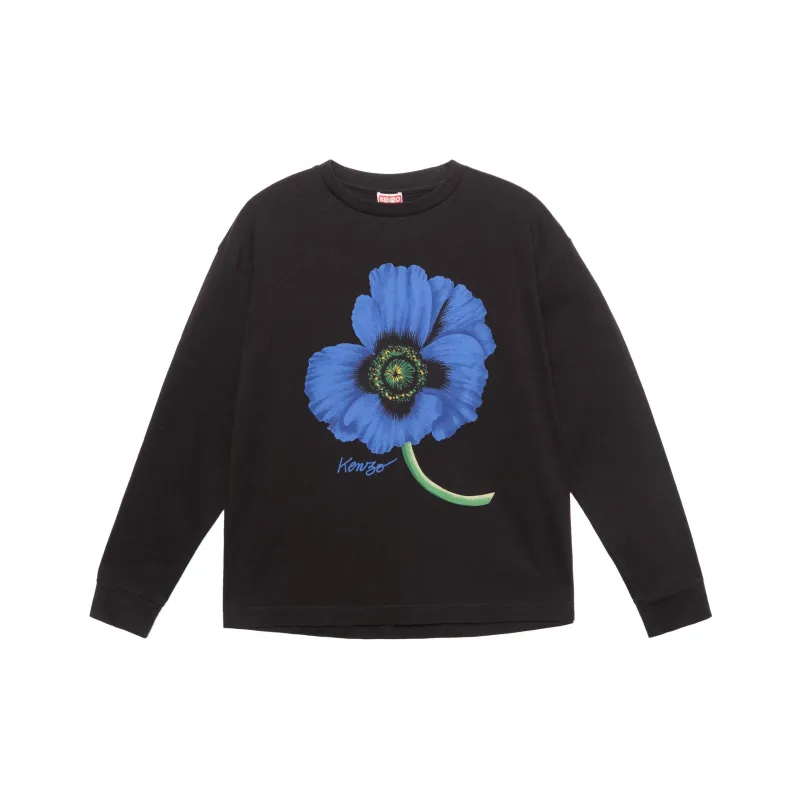 KENZO Poppy Flower Series T Shirts Men Black-0