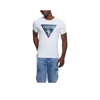 GUESS Iridescent Logo Graphic Tee T-Shirt Men's White