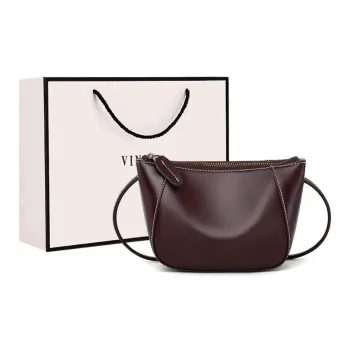 VINEY Cow Leather Shoulder Bag Crossbody Bag Bucket Bag Regular Women's Wine Coffee