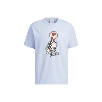 Adidas Originals Monkey Kingdom Drop Shoulder Sleeve T Shirt Unisex Light Pink Blue