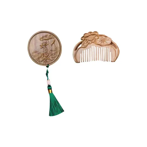 XIBI Ancient Immortal Sandalwood Comb With Massage Comb And Mirror Chinese Style Brogues Set