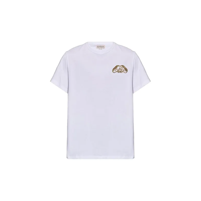 Alexander McQueen Half Seal Logo Embellished T Shirt-4