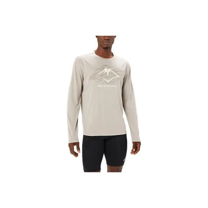 Asics Fujitrail Logo Long Sleeve Top T Shirt Men's Lunar Rock-0