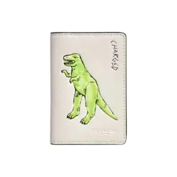 COACH Leather Wallet Men's Beige & Green