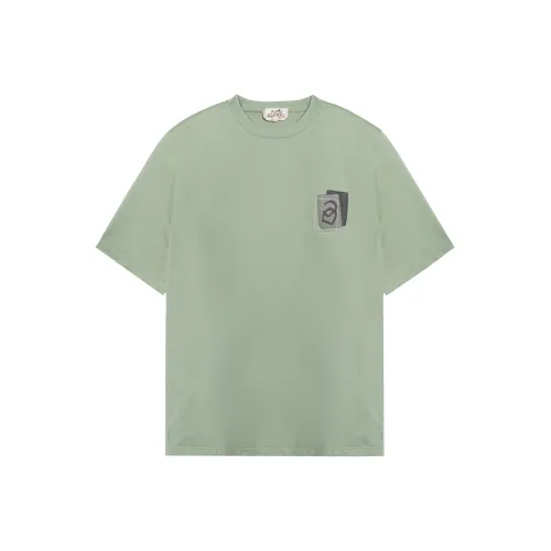 HERMES T-Shirts Men Aqua Blue
