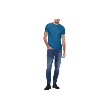 GUESS Embroidered Logo Tee T-Shirt Men's Blue