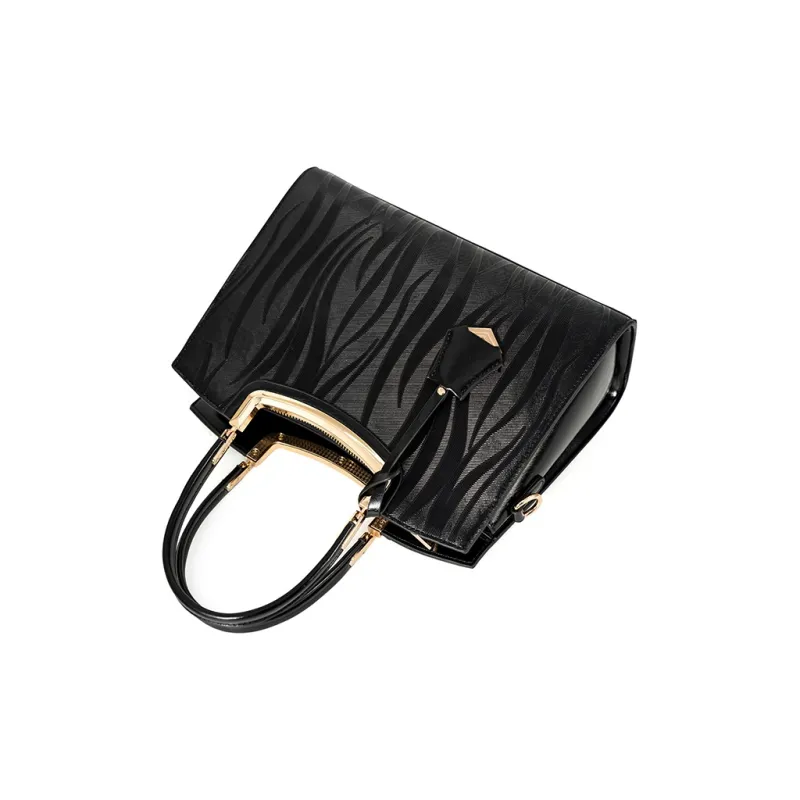 Vigno Synthetic Leather Tote Shoulder Bag Crossbody Bag Handbag Regular Women's Black-5