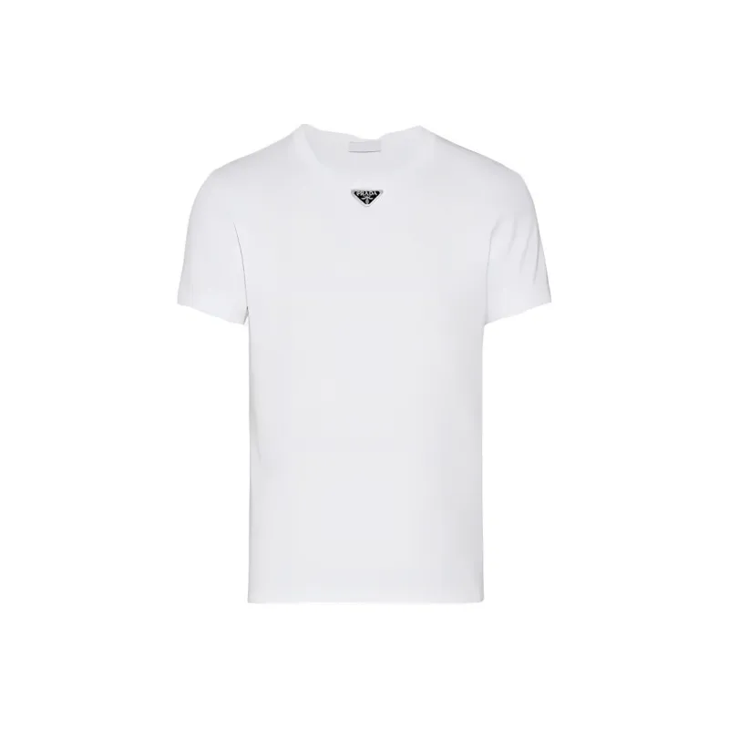 PRADA Logo Plaque Crewneck T Shirt-0