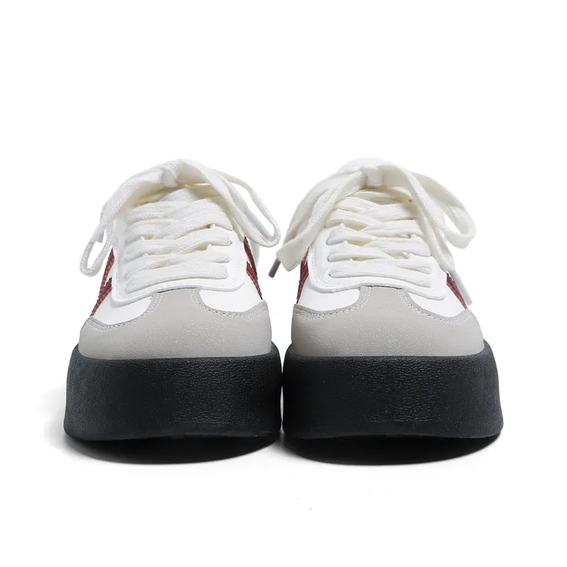 HUANQIU Slip Resistant, Abrasion Resistant, Breathable Low Top Skateboard Shoes Women's Burgundy-4