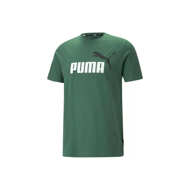 PUMA ESS+ 2 COL LOGO TEE T-Shirt Men's Green-0