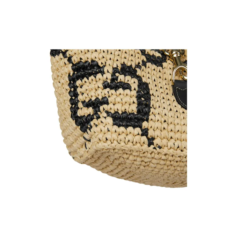 GUCCI Raffia Tote Bag Shopping Bag Handbag Mini Women's Original & Black-5