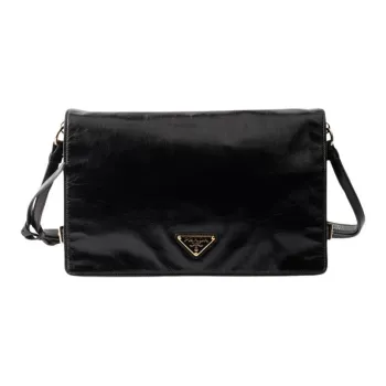 PRADA Leather Shoulder Bag Medium Size Women's Black