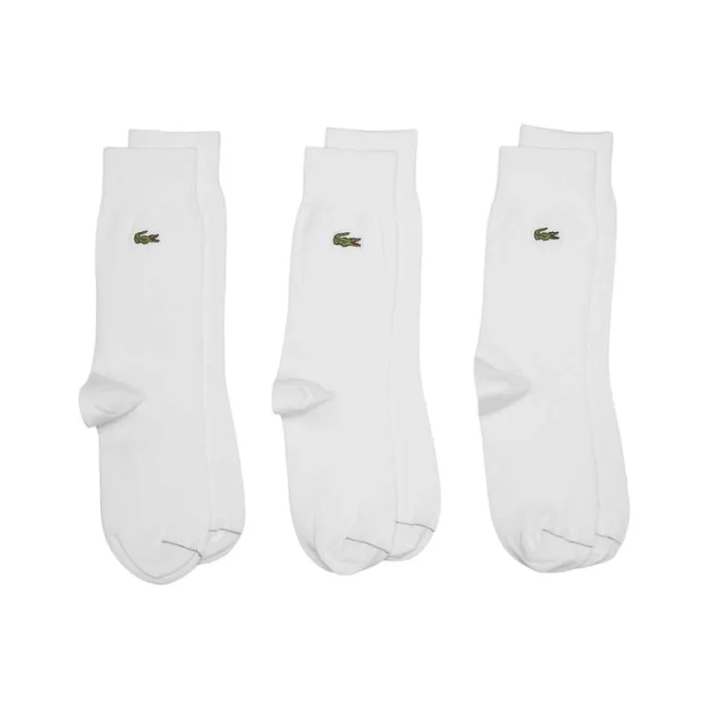 LACOSTE Mid Calf Socks Unisex 3 Pack White-1