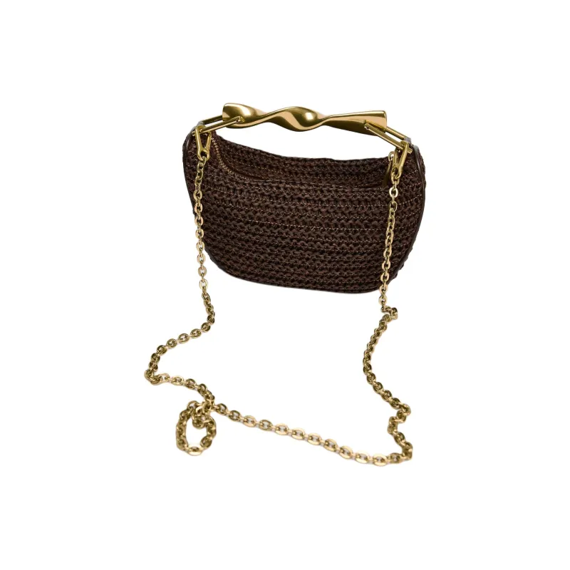 ZARA Cellulose Material Shoulder Bag, Crossbody Bag, Handbag Mini Women's Chocolate-2